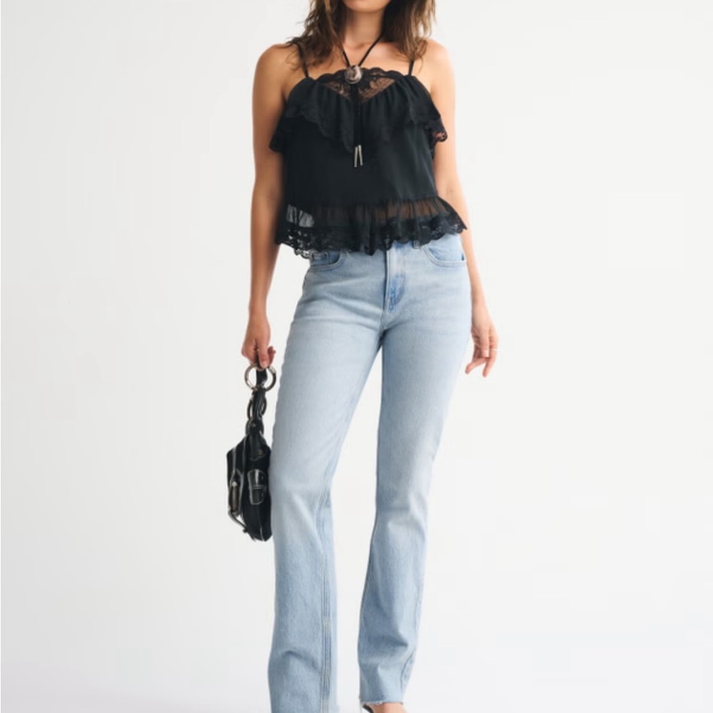 Abercrombie Mid Rise 90s Straight Frayed Hem 24 LONG